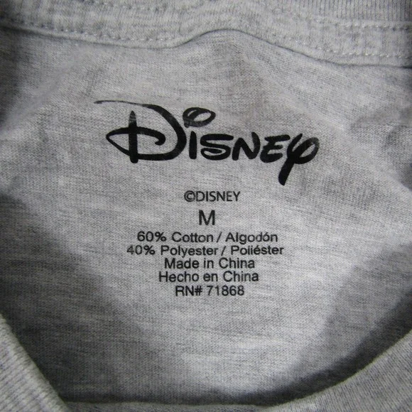 Disney Lilo Stitch Shirt Mens Medium Gray Ohana Means Family Graphic Tee T-Shirt - Picture 2 of 5